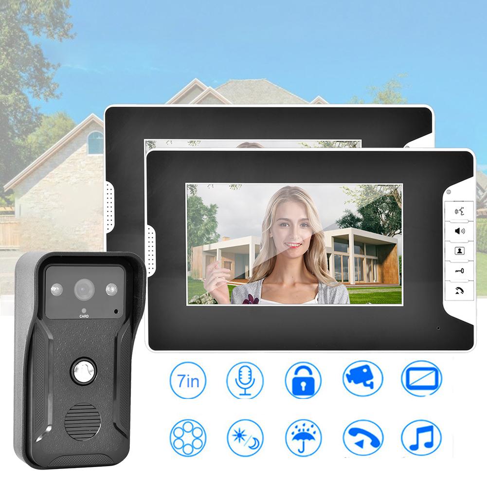 7-дюймовый дверной звонок с ночным видением, ID-карта, камера видеодомофона, 2 шт.