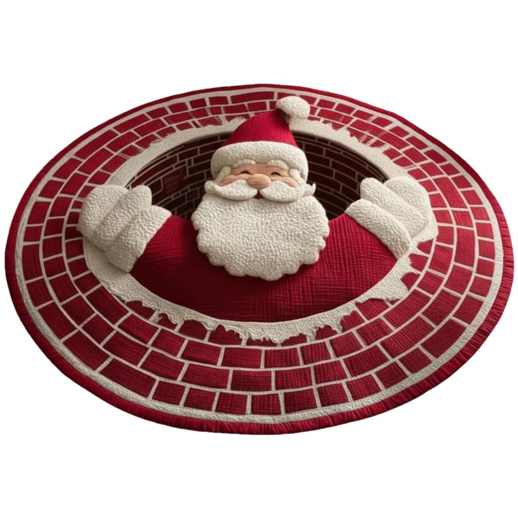 Christmas Tree Decoration Mat 40cm 3D Christmas Circular Carpet Washable Anti Slip Carpet New Year Atmosphere Mat Decoration for