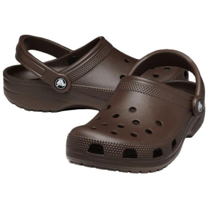 Crocs Классические клоги из искусственной кожи, модные и универсальные дырчатые туфли унисекс, коричневые