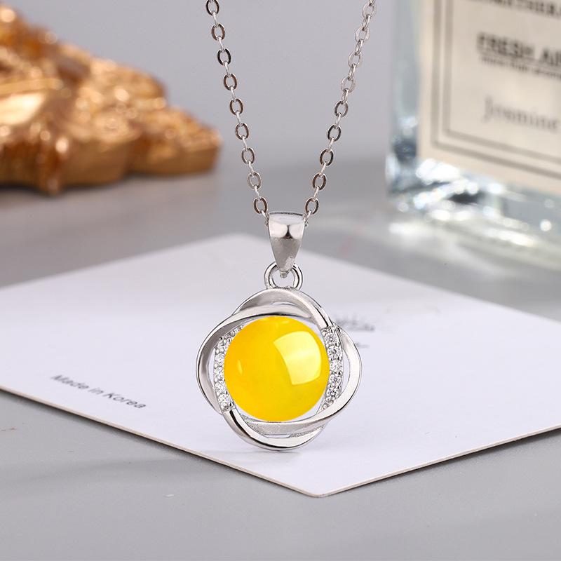 Этническое колье с подвеской из циркона и зеленого агата с желтым, красным, белым халцедоном для женщин