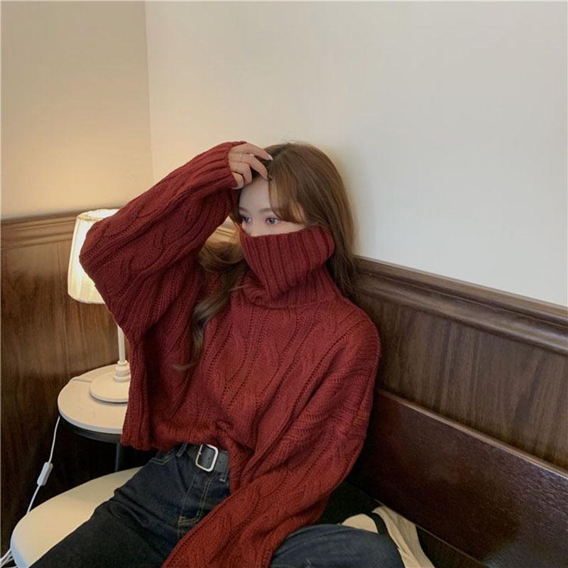 Осенние и зимние куртки однотонные свободные повседневные куртки вязаные модные свитера для девочек