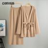 Plus Size Women's Spring New V Neck Loose Knit Skirt Stylish Cardigan Two Piece Set