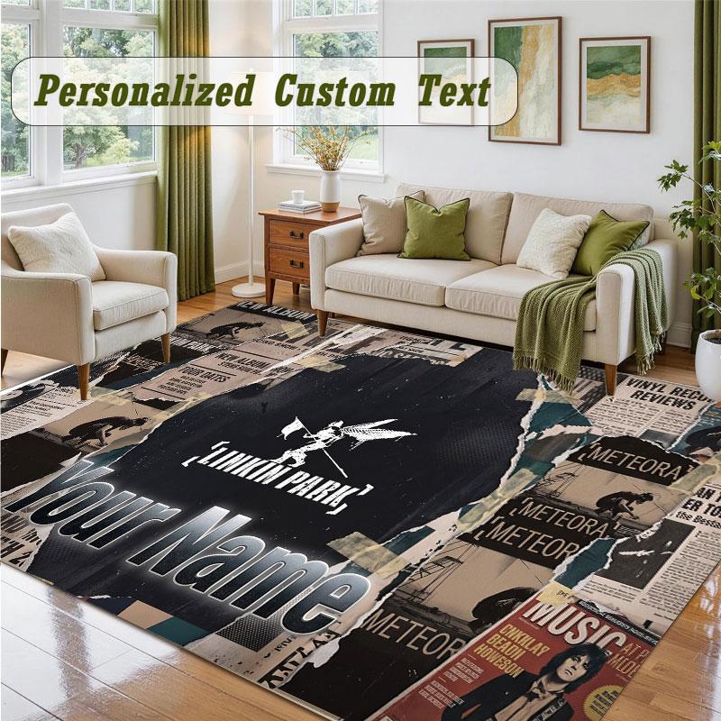 Crystal Velvet Square Rug Custom NameLinkin Park Pattern Non Slip Home Floor Decor Rug