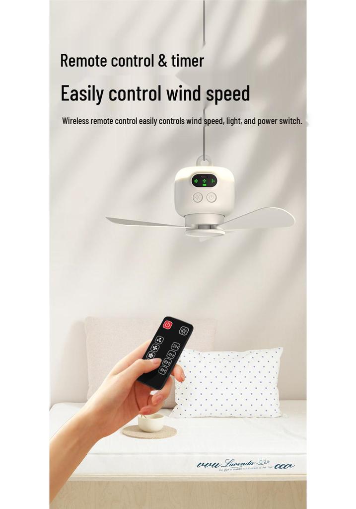 USB Rechargeable Portable Fan with Remote Control for Camping, Dorms, and Outdoor Use