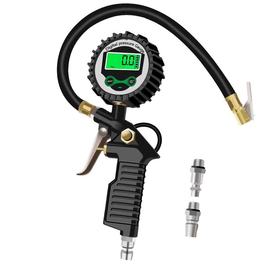 Inflation Monitoring Manometer LED Backlight Vehicle Tester Car EU Tire Air Pressure Inflator Gauge Digital LCD Display