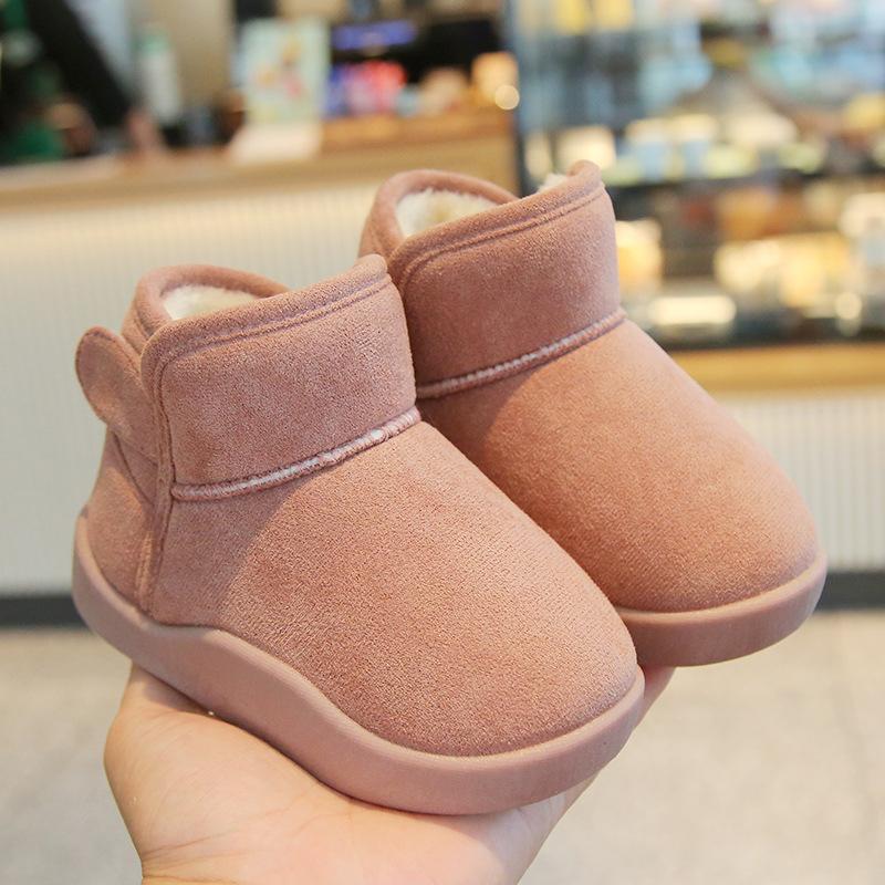 2024 New Children Shoes Simple Plush Warm Cotton Shoes Daily Antiskid Thick Soft Sole Girl Casual Snow Boots Boy Winter Sneakers