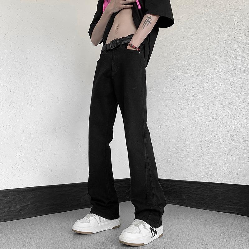 Мужские весенне-осенние однотонные приталенные универсальные прямые повседневные брюки в стиле хай-стрит