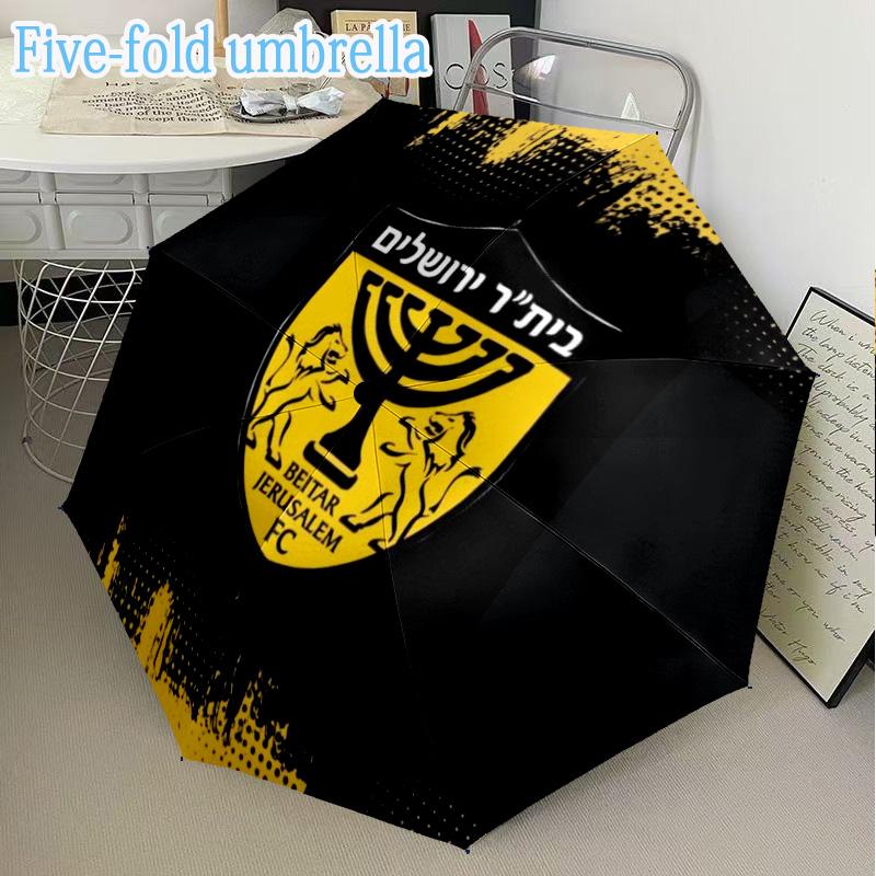 Jerusalem Fc Logo Design Mini Umbrella, 5-Fold, Lightweight, Retractable Umbrella Features 8 Ribs, Ideal for Outdoor Use Birthday Gifts