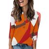 Women's Fashion Casual Loose 3/4 Sleeve Printed Round Neck Top