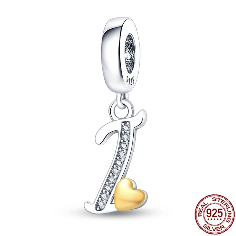 Оригинальный дизайн кулон циркон в форме сердца 26 английских букв AZ шарм бусины подходят 925 оригинальный браслет ожерелье ювелирные изделия