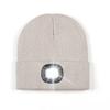 Women Autumn Winter Knitting Hat Solid Color Brimless Hat with LED Light Warm Windproof Elastic Beanie Hat