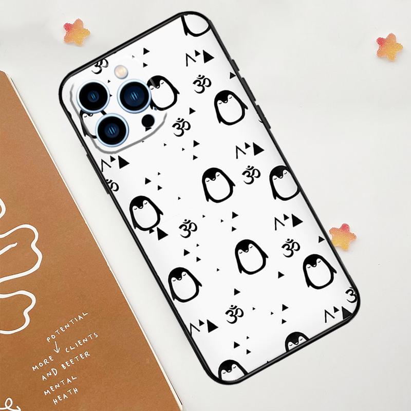 Милый чехол Kawaii Penguin для iPhone 15 16 14 13 12 11 Pro Max Plus X XR XS Max 12 13 Mini мягкий бампер