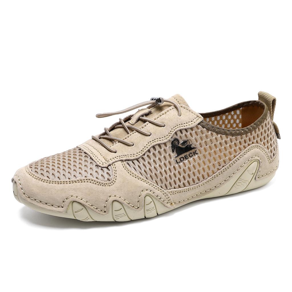 Летние новые мужские повседневные кроссовки больших размеров из кожи и сетки