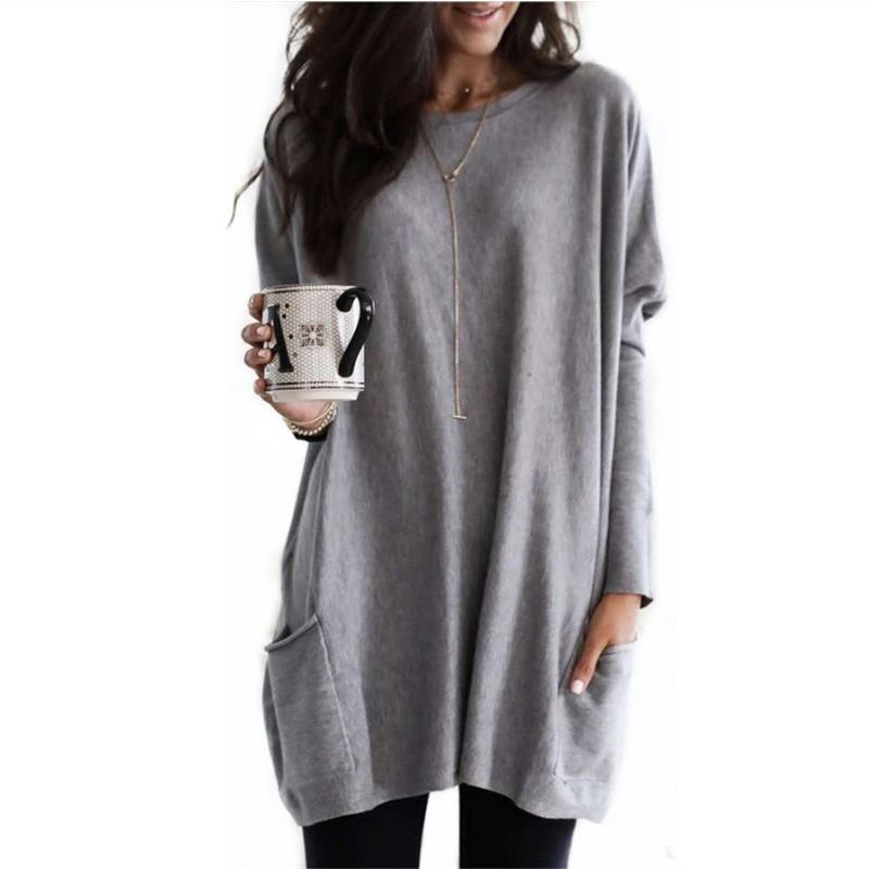 Spring and Autumn T-shirt Women's Casual Round Neck Long Sleeve Top