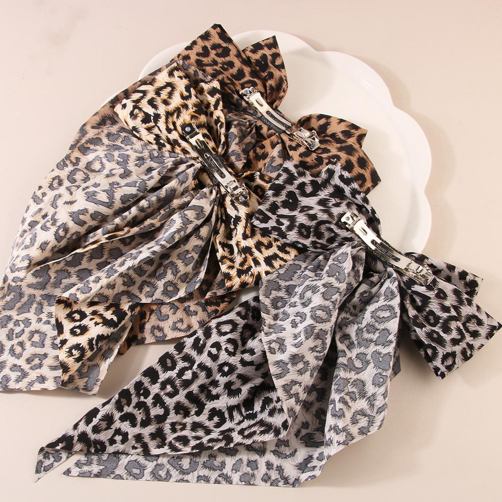 Leopard Print Hair Clip Barrette Sweet Christmas Flat Clip Hairpin Christmas Elegant Hair Clip for Bunches