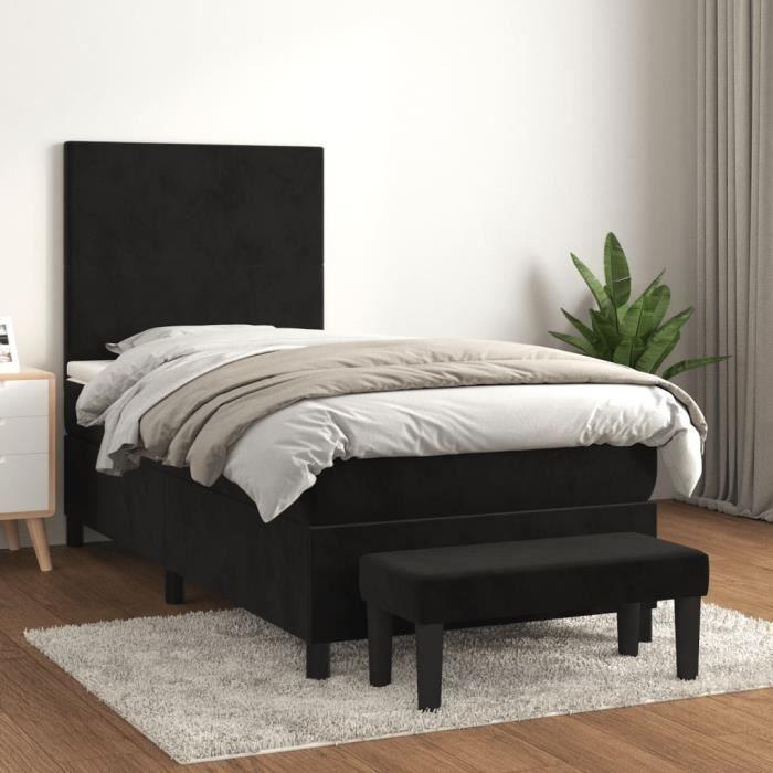 3137703 vidaXL Divan Bed with Mattress Black 90x200 Cm Velvet