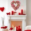 Holiday Wreath Heart Shape Indoor Outdoor Decorative Wreath with Festive Flowers Greenery Home Party Office