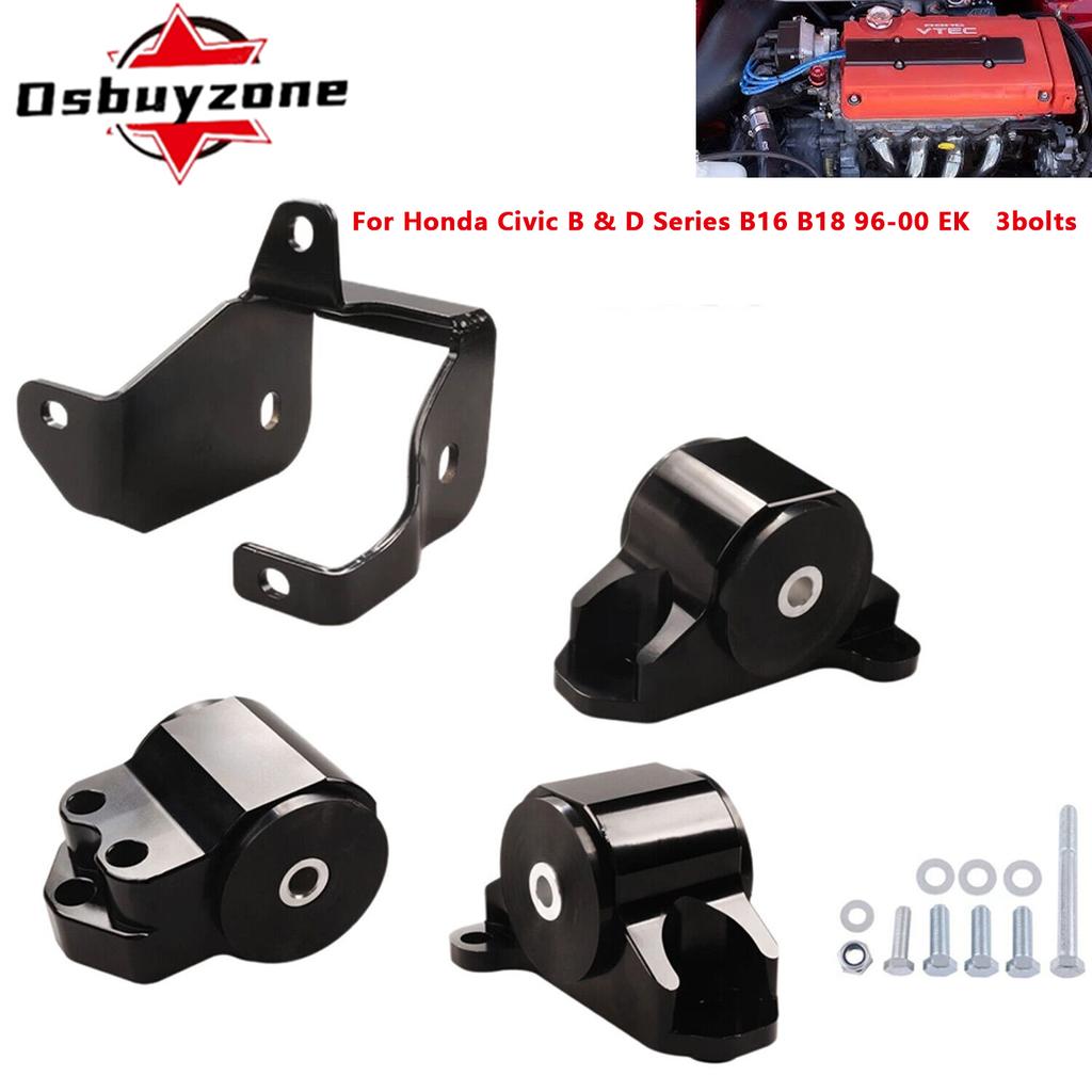 Black 3 Bolts Engine Motor Mount Bracket kit For Honda Civic EK B16 B18 B20 B & D Series 96-00 Aluminum  BILEET