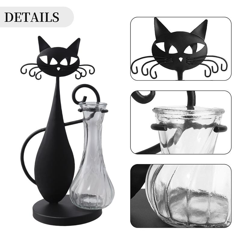 Украшения из железа ручной работы, цветочная композиция, креативное цветочное искусство, комнатные растения своими руками, домашний декор, мультяшный кот, экологически чистый черный