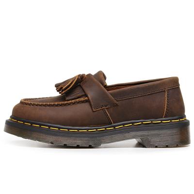 Коричневые лоферы с бахромой из кожи crazy horse, женские кожаные туфли на низком ходу, верхний слой, британский стиль, модные студенческие, с круглым носком, повседневные туфли