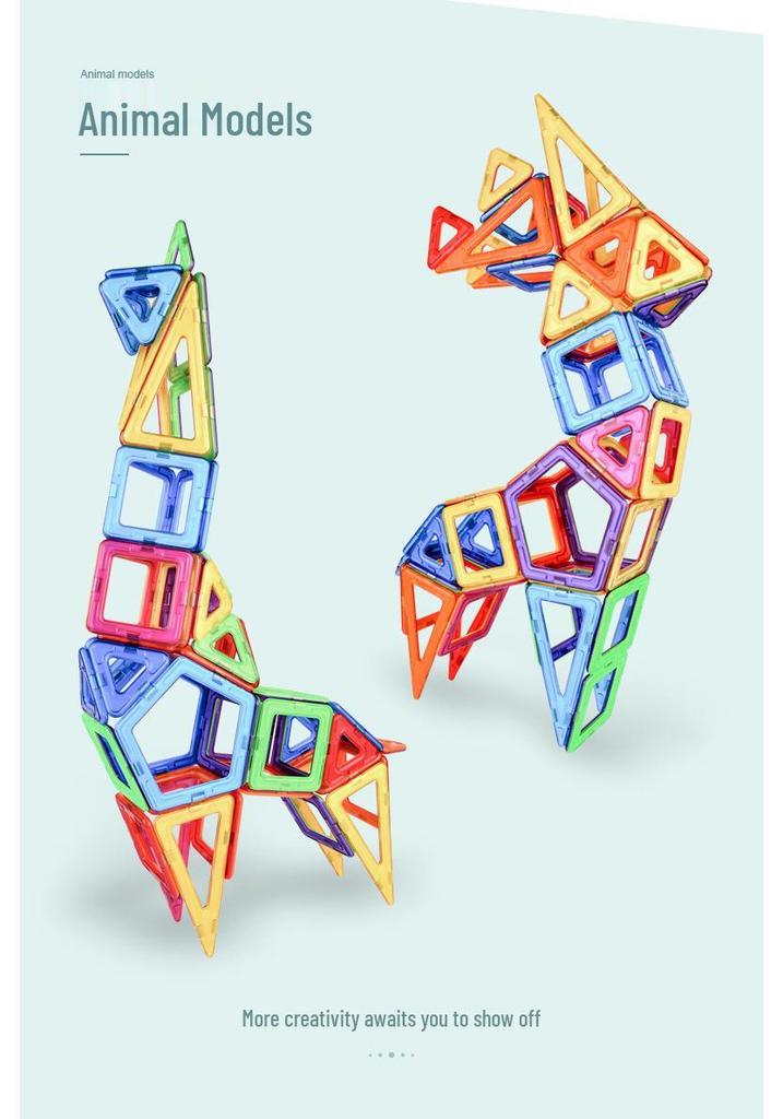 Large Magnetic Building Tiles Set for Kids - Educational Suction Magnet Blocks