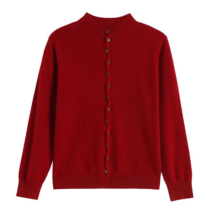 Women's Autumn Winter Pure Wool Knit Cardigan - Slimming Short Stylish Sweater Coat