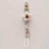 Plastic Flower Dummy Nipple Holder Plaid Embroidery Pacifier Clips Retro Baby Pacifier Chain  Girls