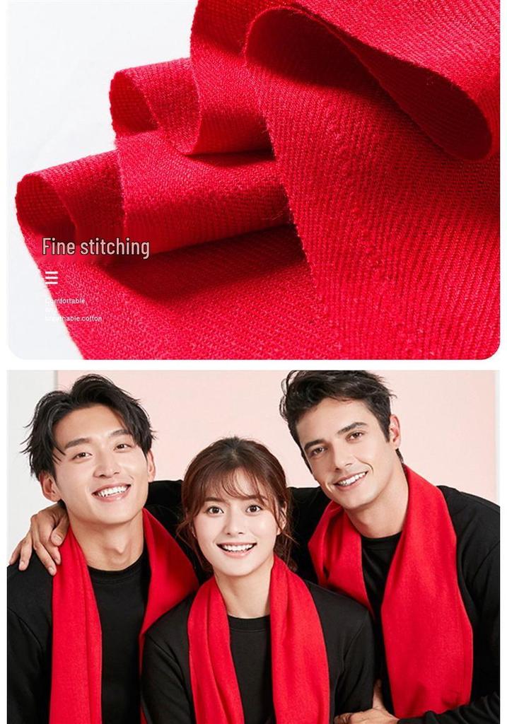 2026 Corporate Event Red Scarf with Custom Logo Embroidery - Anniversary Celebration Shawl