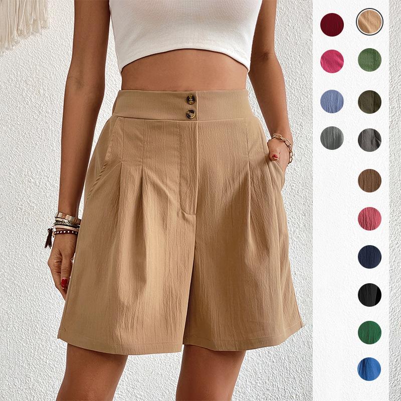 Summer Women's Shorts Loose Pants Casual Women's High Waist Wide Leg Shorts