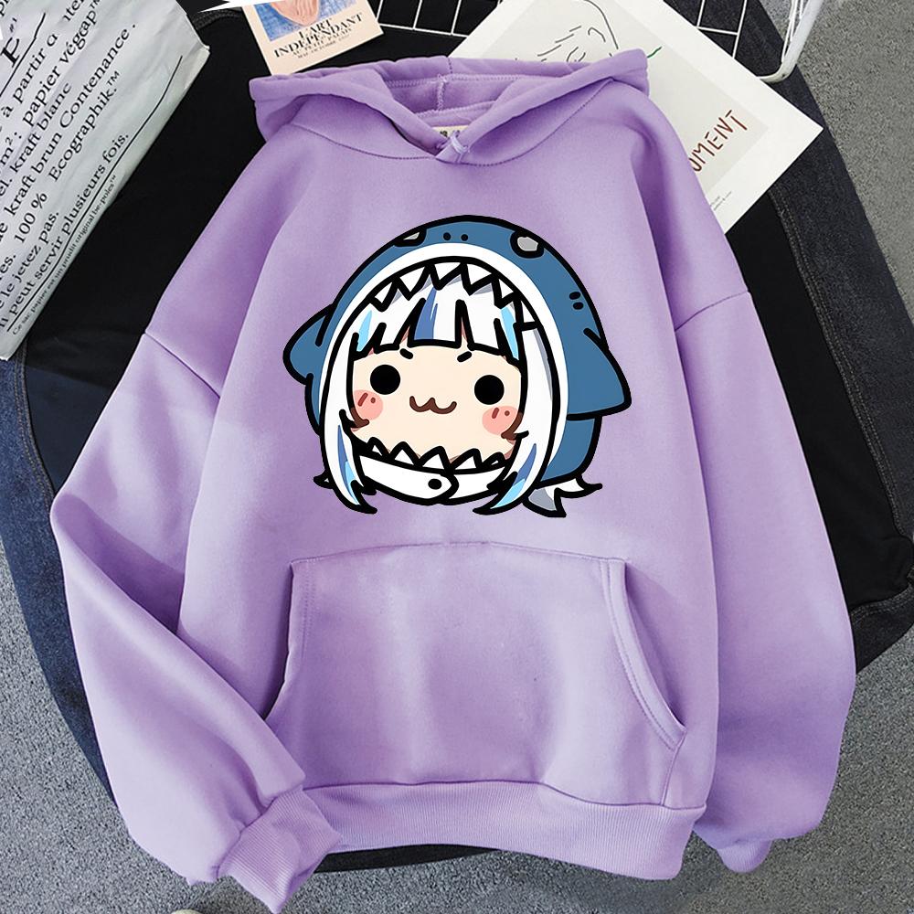Толстовки Hololive на английском языке VTuber Gawr Gura Merch Causal Japanese Streetwear для мужчин с длинным рукавом, толстовка с капюшоном, повседневная толстовка Y2K