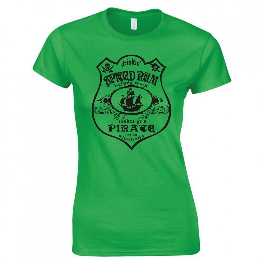 Funny Drinkin Spiced Rum Before Noon Makes Ye A Pirate Skinny Fit TShirt