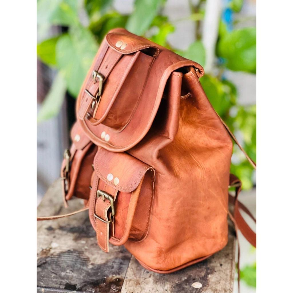 Новый рюкзак из козьей кожи, кожаный рюкзак в винтажном стиле
