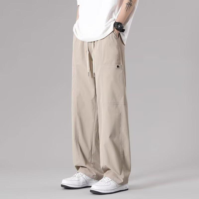 Брюки для мужчин Летние прямые свободные японские широкие рабочие брюки повседневные брюки для мужчин