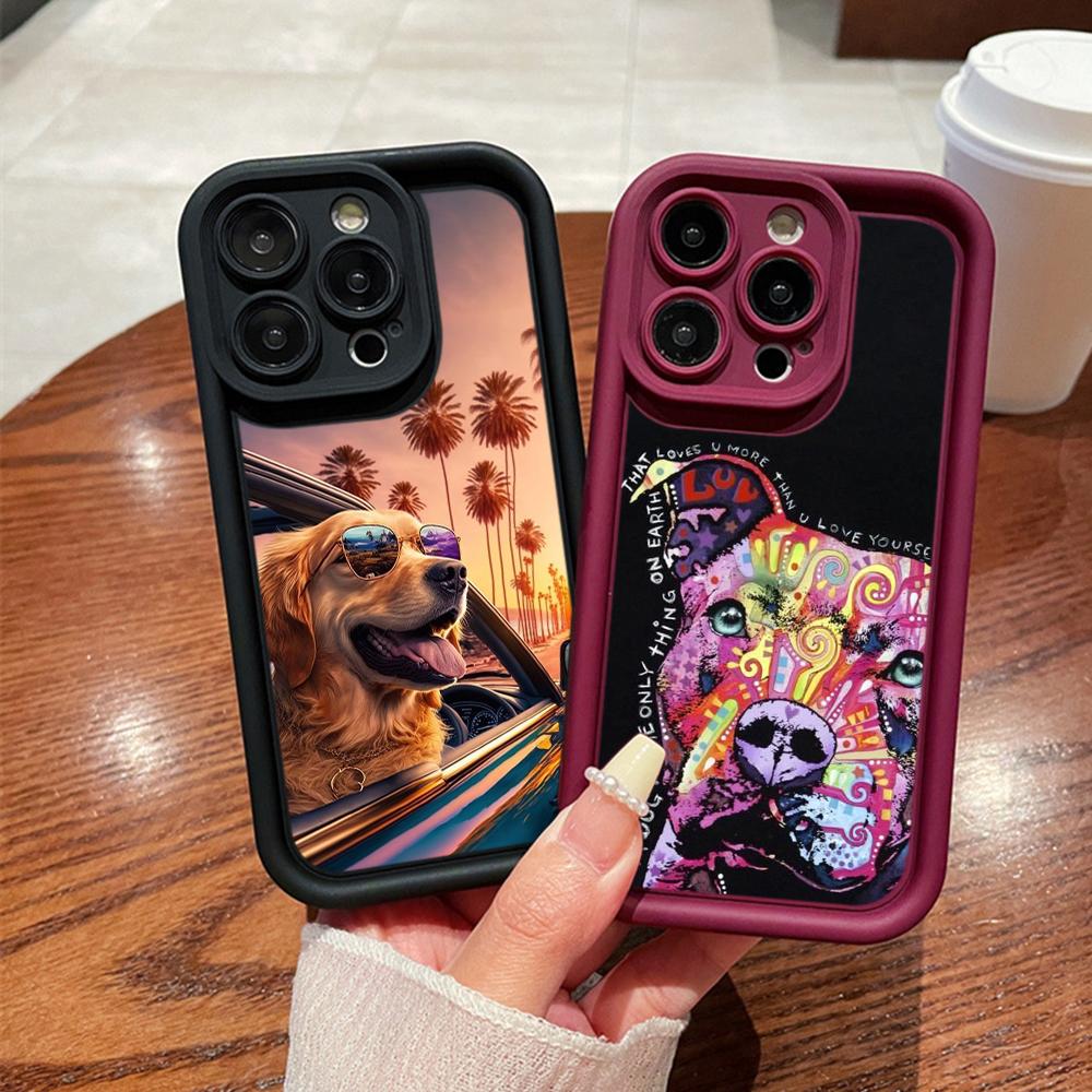 Ae76 Dog Color Doodle Design Art Защитные чехлы для телефонов для iPhone 13 14 15 Pro Max infinix Hot 40i Tecno Camon 30 20 Pro Angel Eyes Задняя крышка из ТПУ