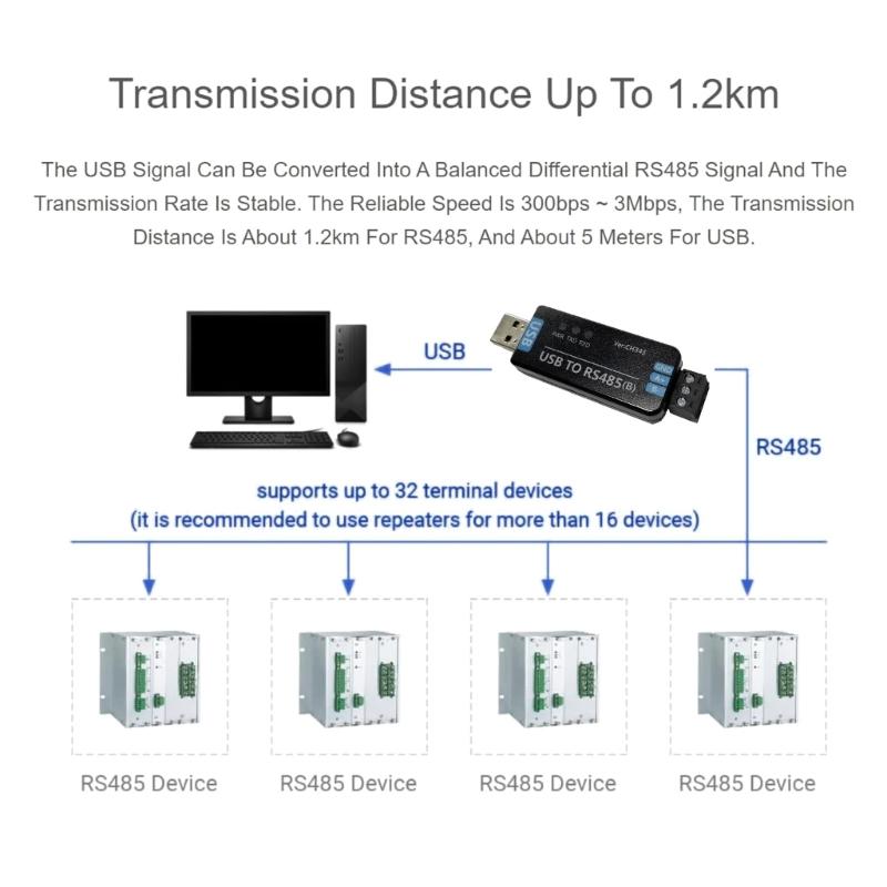 USB to RS485 Serial Port Adapter Communication Module Serial Module Connector For Data Acquisition FT232RNL/CH343G