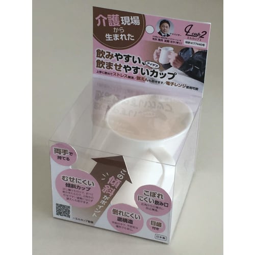Lcup2 (Lcup Two) Made in Japan, Easy to Drink, Spill-Free L Cup, White, 11.4 x 12.1 cm
