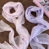 Adjustable Long Silk Scarf Thin Ribbon Neckerchief French Chiffon Silk Scarf  Outdoor