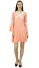 Bimba Women Rayon Short Dress Ruffle Long Sleeve Lace Boho Chic Summer