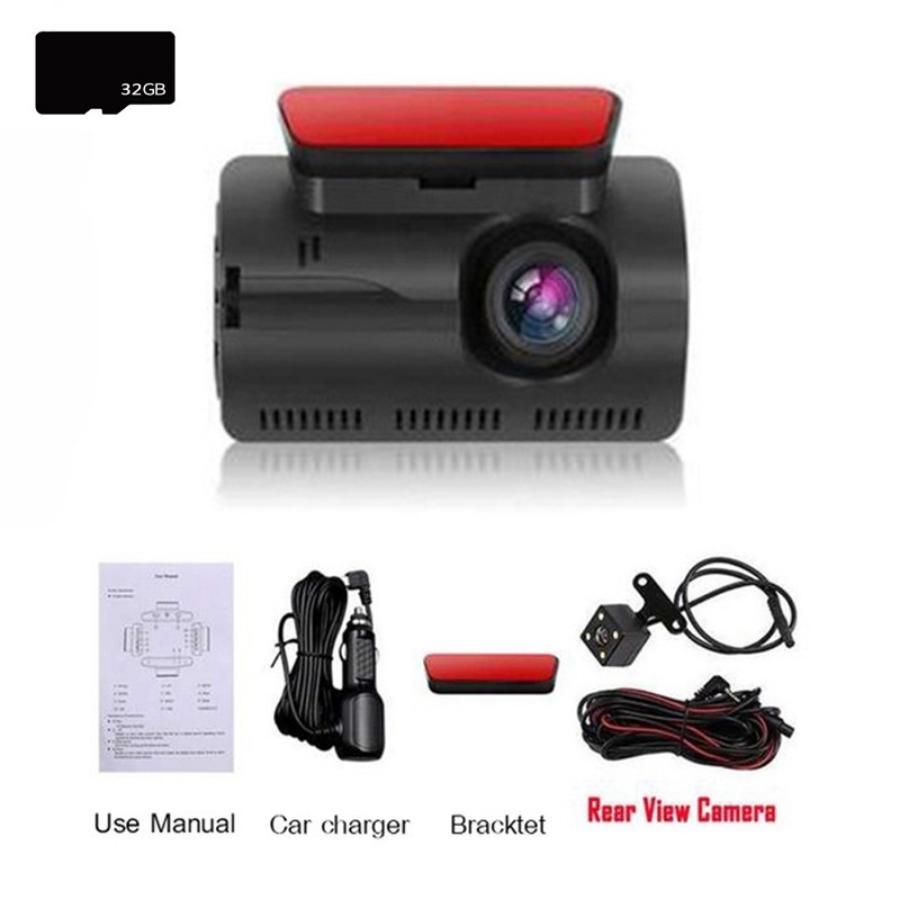 Автомобильный видеорегистратор HD с 2 объективами, скрытая видеорегистратор для вождения автомобиля, 3,0-дюймовый IPS-камера, рекордер ночного видения, G-сенсор, циклическая запись видеорегистратора
