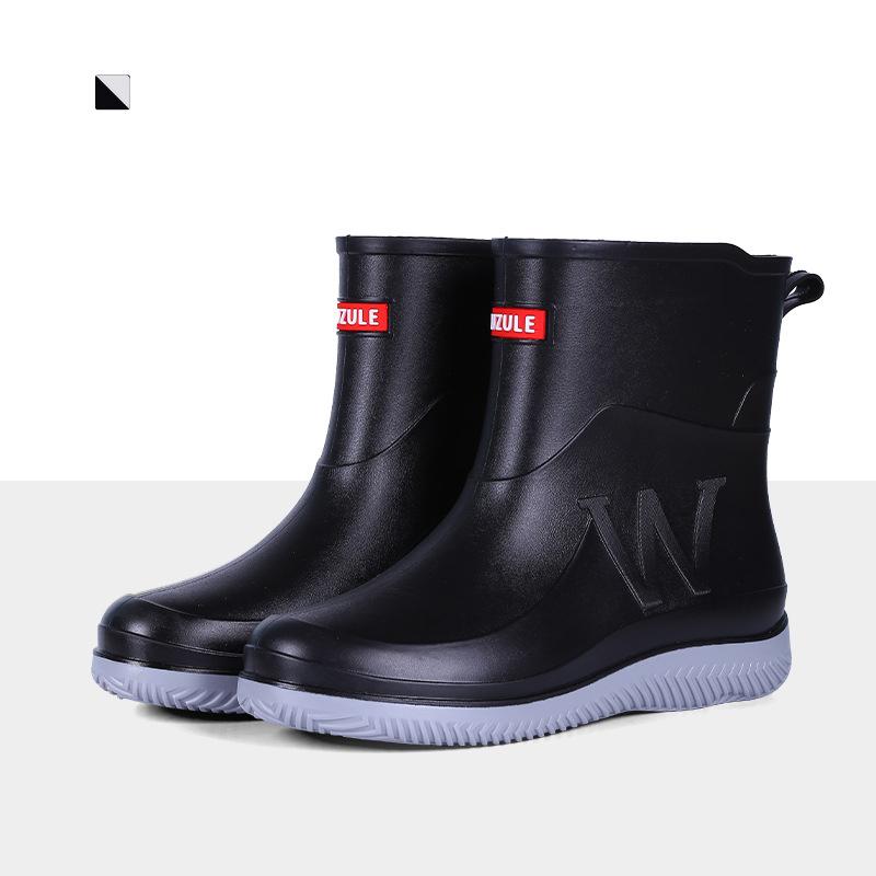 Mid-tube Fashionable Rain Boots Large Size For Men Women Kitchen Work Fishing Rain Boots Car Wash Water Shoes Rubber Overshoes