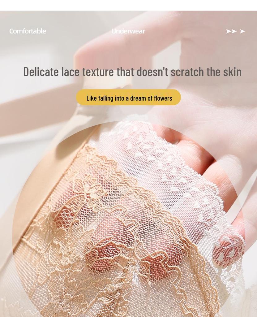 Wireless Lace Bra with Side Support and Anti-Sagging Design