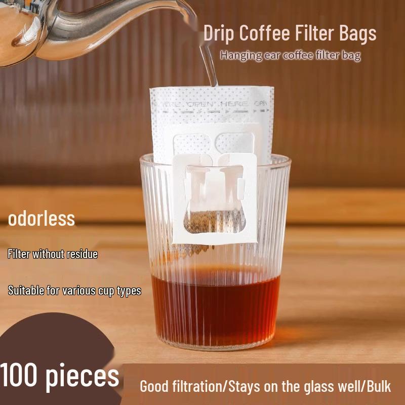 Hanging Ear Disposable Coffee Filter Bags - Hand Pour Paper Mesh for Coffee Grounds