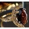 Womens Oval Zircon Ring Vintage Alloy Band Luxury Party Jewelry