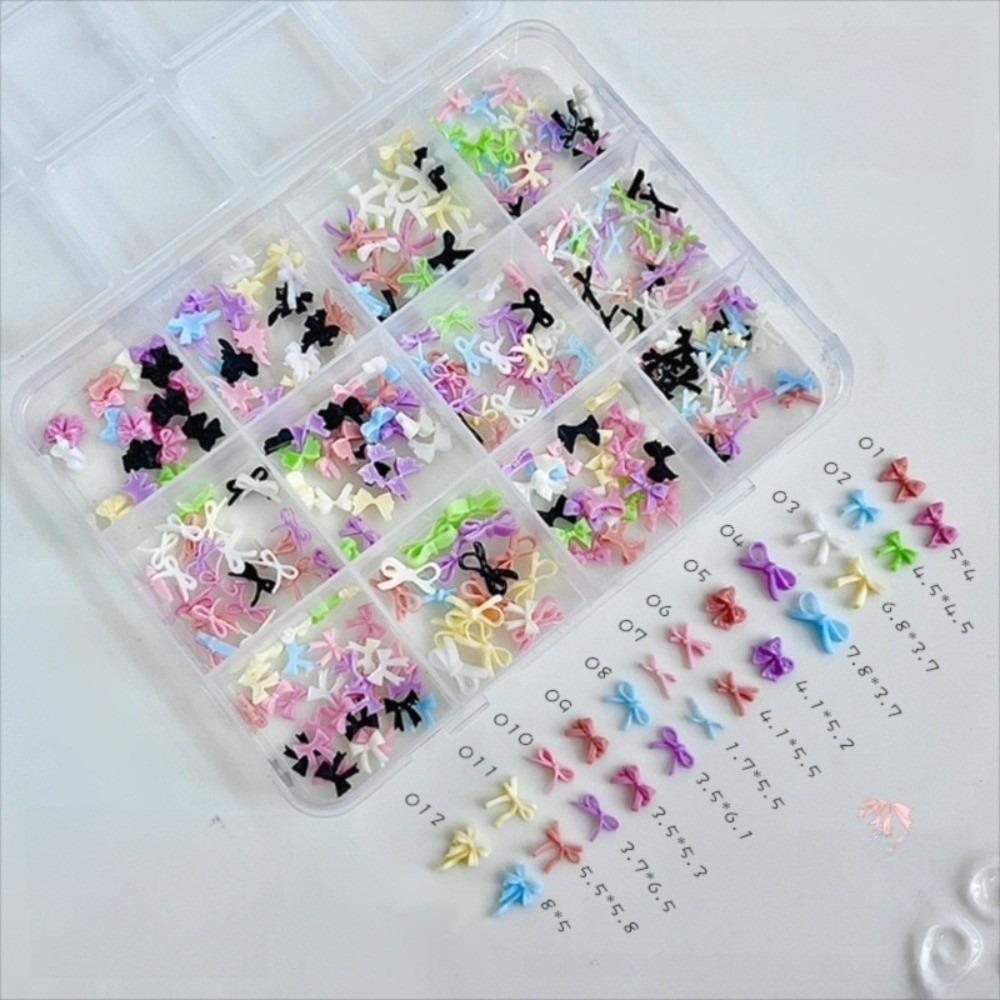 Sweet Mini Bowknot Nail Art Accessories Mixed Pack Colorful Nail Art Stickers DIY Bowknot Nail Decoration Manicure Tool
