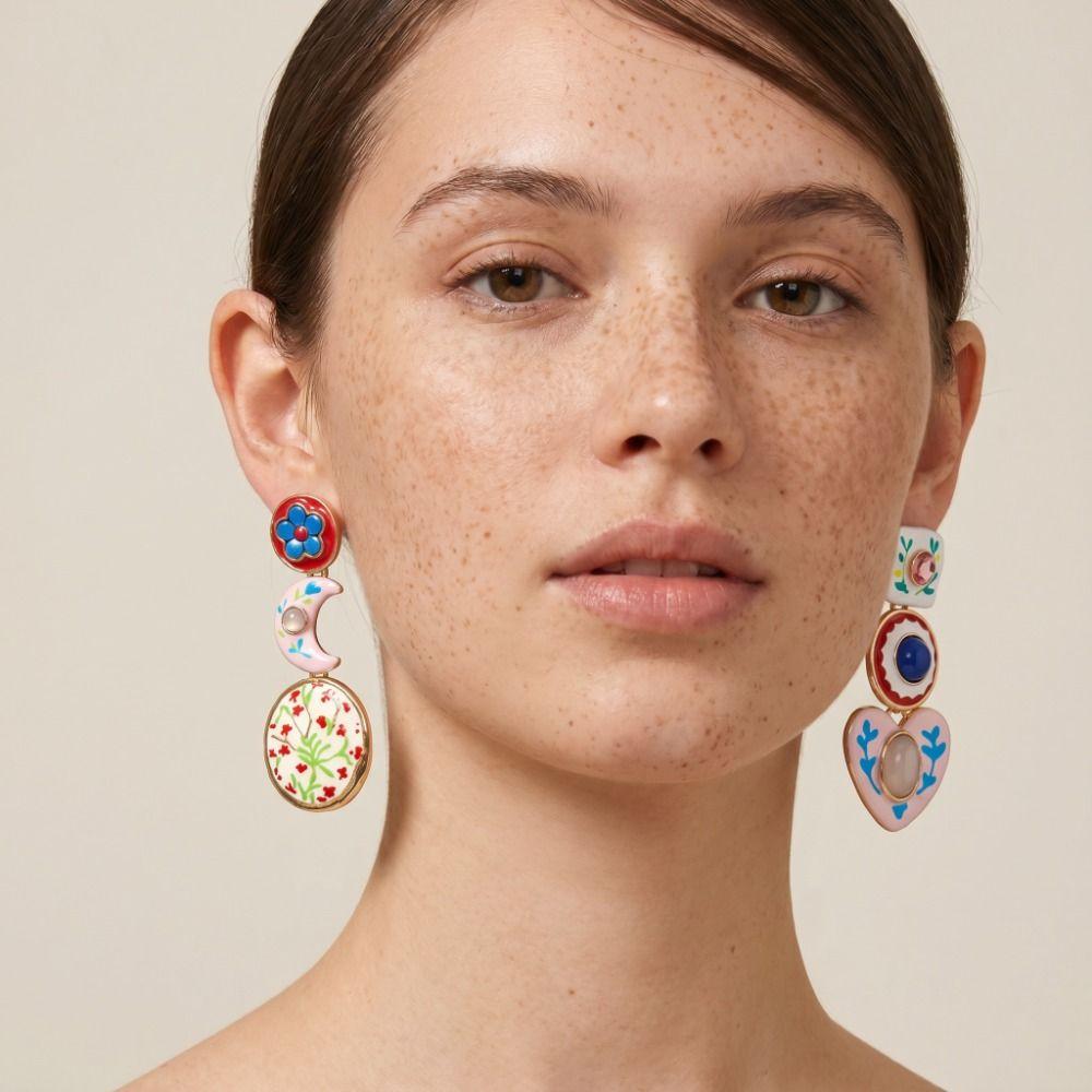 Creative Geometric Stud Earrings Flower Bohemian Dangle Earring Women