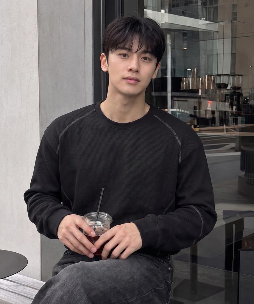 HERVINO Waffle Stitch Long Sleeve [Black]