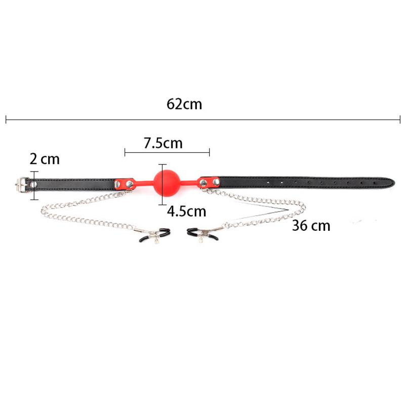Силиконовый шарик-кляп, заглушка для рта, бондаж, раб, с металлическими зажимами для сосков, фетиш, продукты для орального секса, игрушки для женщин, игры для взрослых