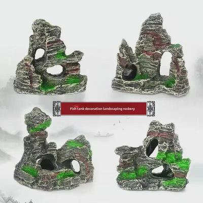 Каменное украшение из смоляного камня с сосной, украшение для аквариума, ландшафтный дизайн аквариума, имитация водорослей, каменный домик для укрытия