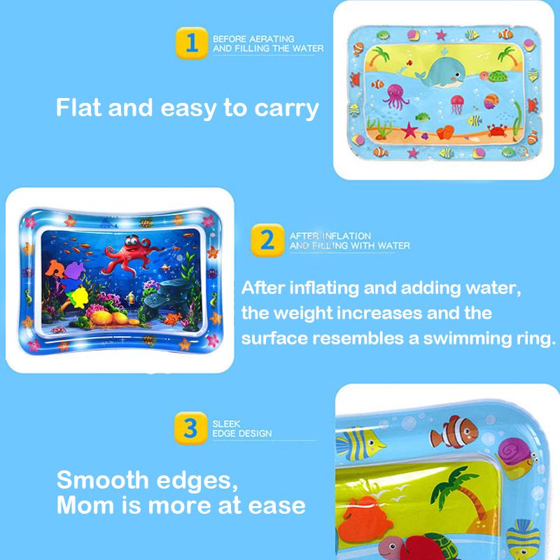65cm Square Shape Inflatable Baby Water Play Mat Infant Kid Tummy Time Water Pad Cushion Early Educate Develop Activity Toy