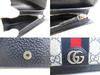 Authentic GUCCI GG Navy Blue Leather Beige Ophidia GG Canvas Bifold Wallet #a933  Refurbished